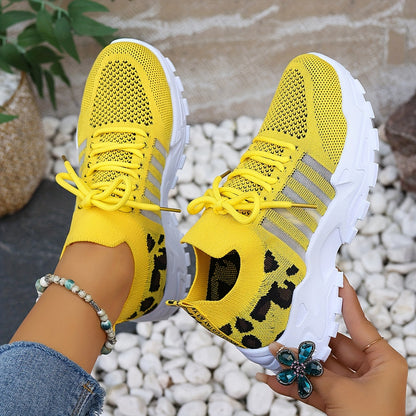 Breathable Mesh Leopard Print Sneakers