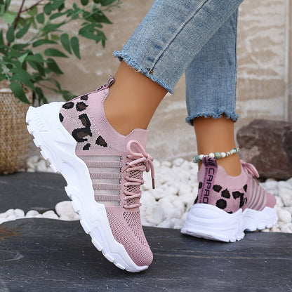 Breathable Mesh Leopard Print Sneakers