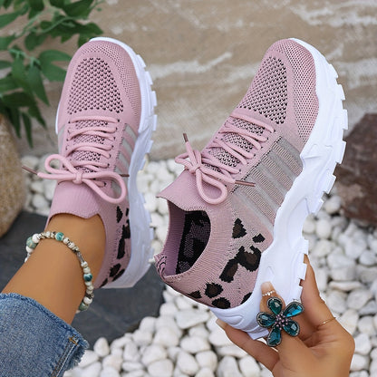 Breathable Mesh Leopard Print Sneakers