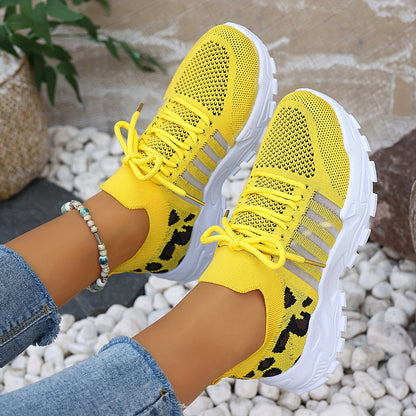 Breathable Mesh Leopard Print Sneakers