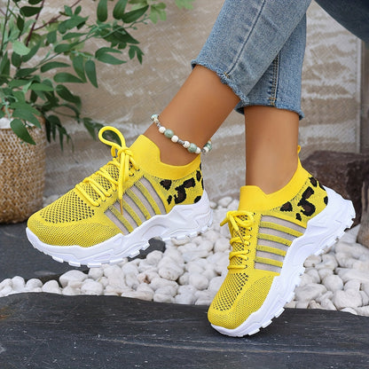 Breathable Mesh Leopard Print Sneakers