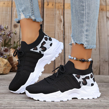 Breathable Mesh Leopard Print Sneakers