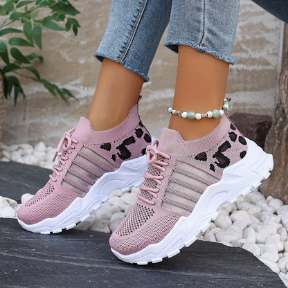 Breathable Mesh Leopard Print Sneakers