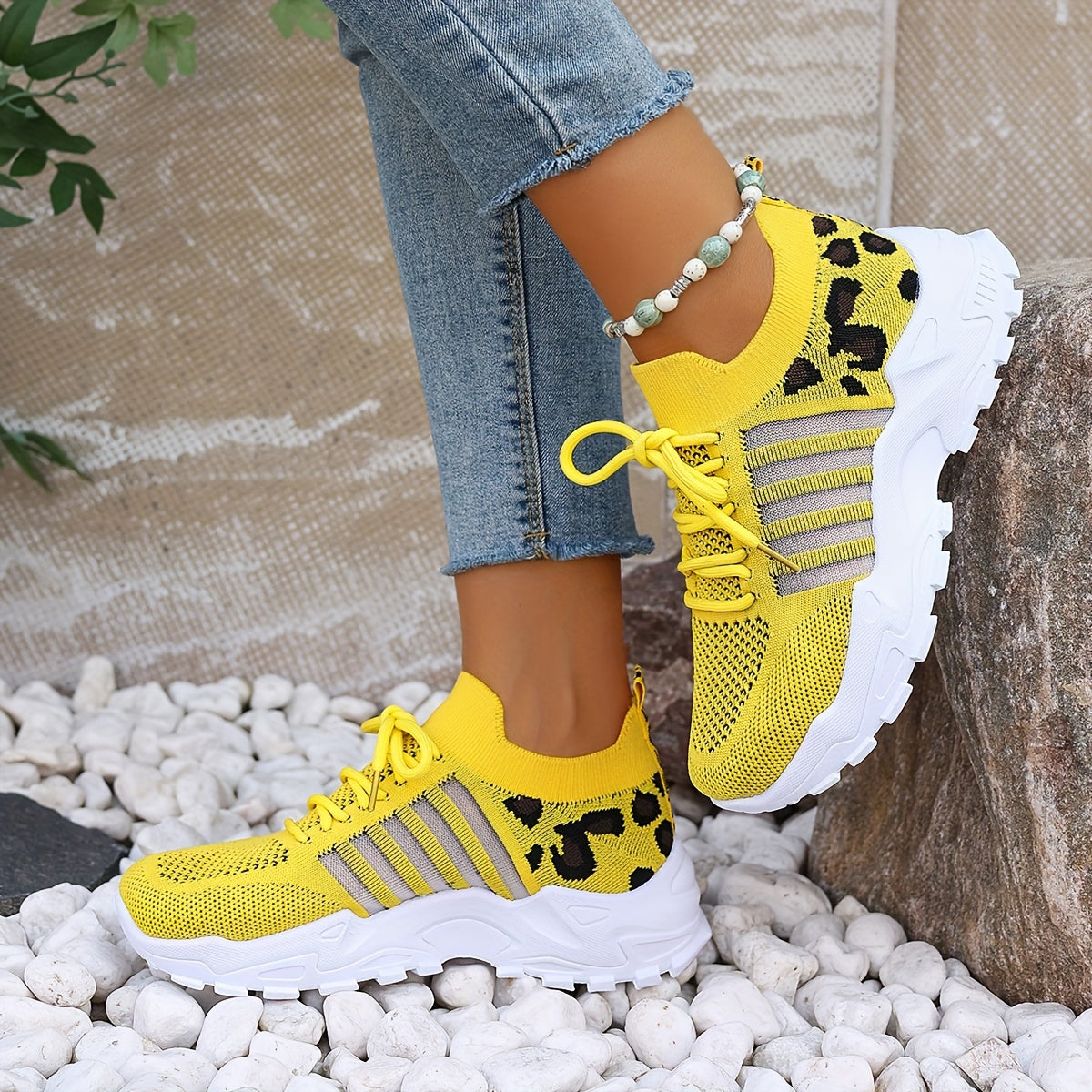 Breathable Mesh Leopard Print Sneakers